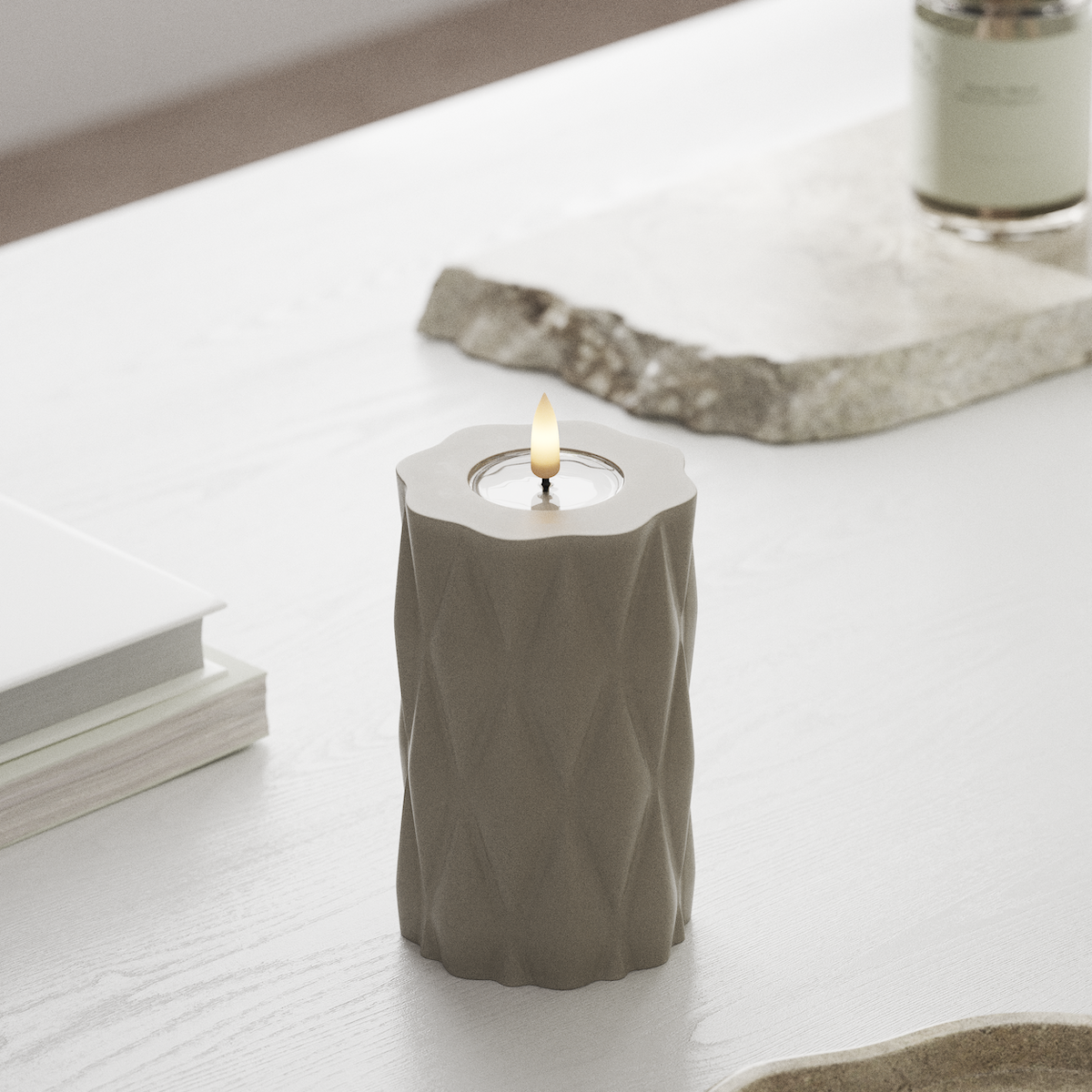 Deluxe Homeart Harlequin LED Blokklys Ø 7,5 x 12,5 cm Sand LED Harlequin 1