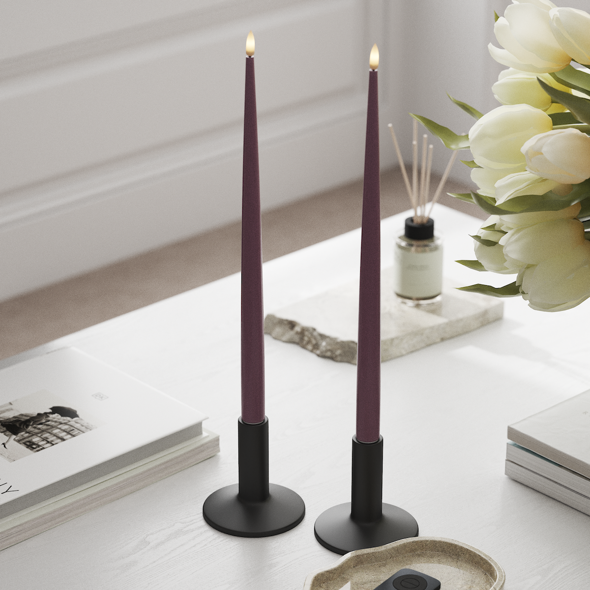 Deluxe Homeart LED свещ с лак, 2 бр 38 см Светлолилаво LED свещ 1