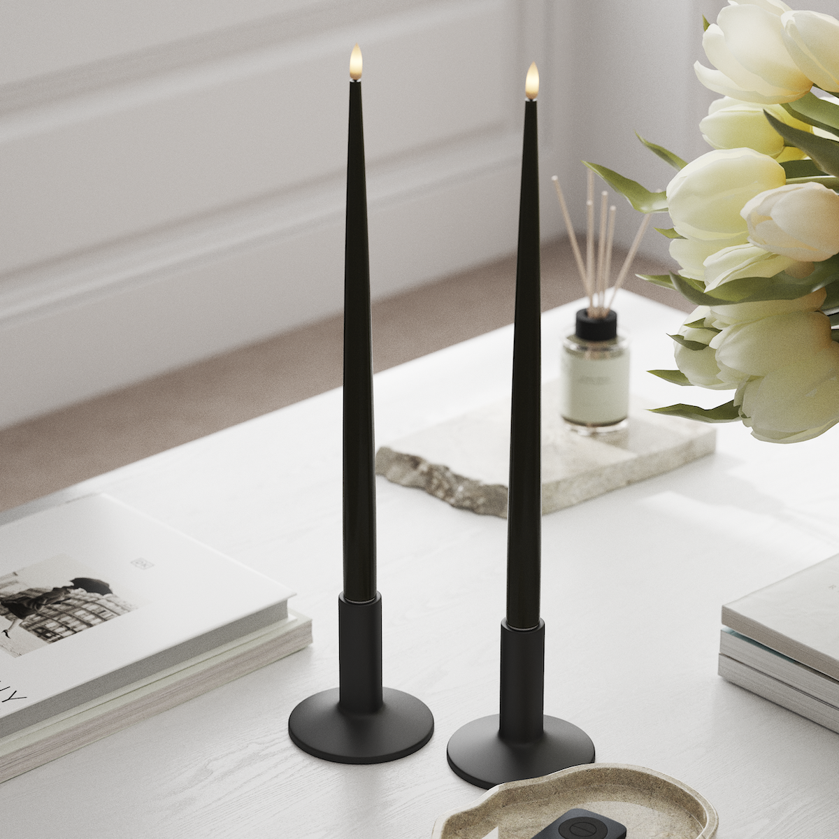 Deluxe Homeart LED свещ с лак, 2 бр 38 см Тъмнозелено LED свещ 1