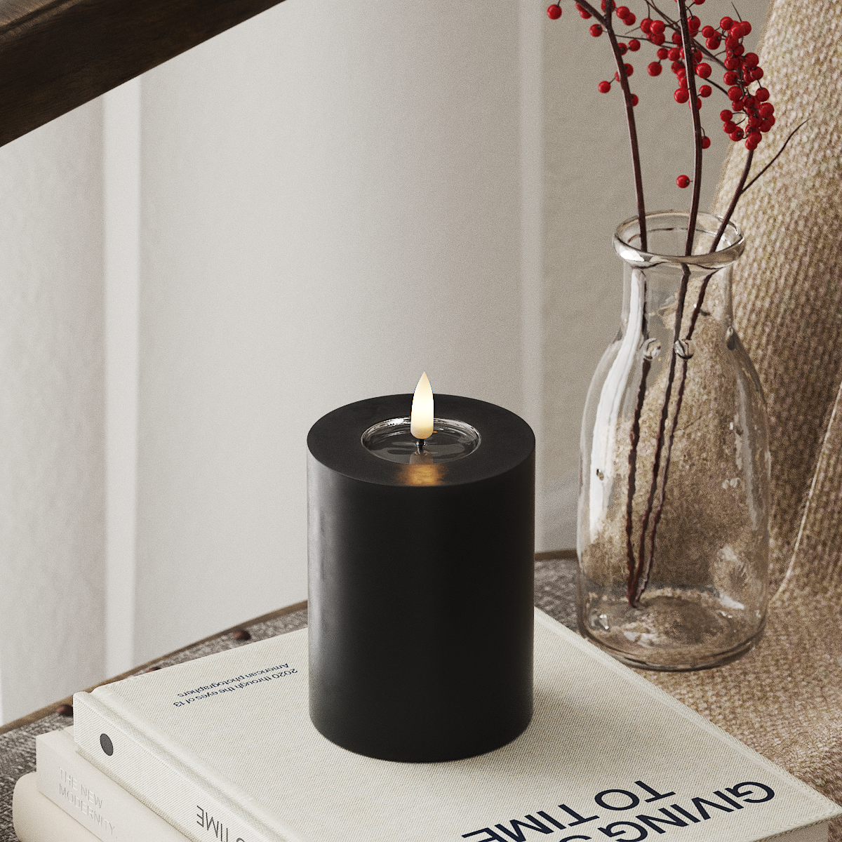 Deluxe Homeart Φωτιστικό μπλοκ LED Ø 7,5 x 10 cm Μαύρο Φως μπλοκ LED 4