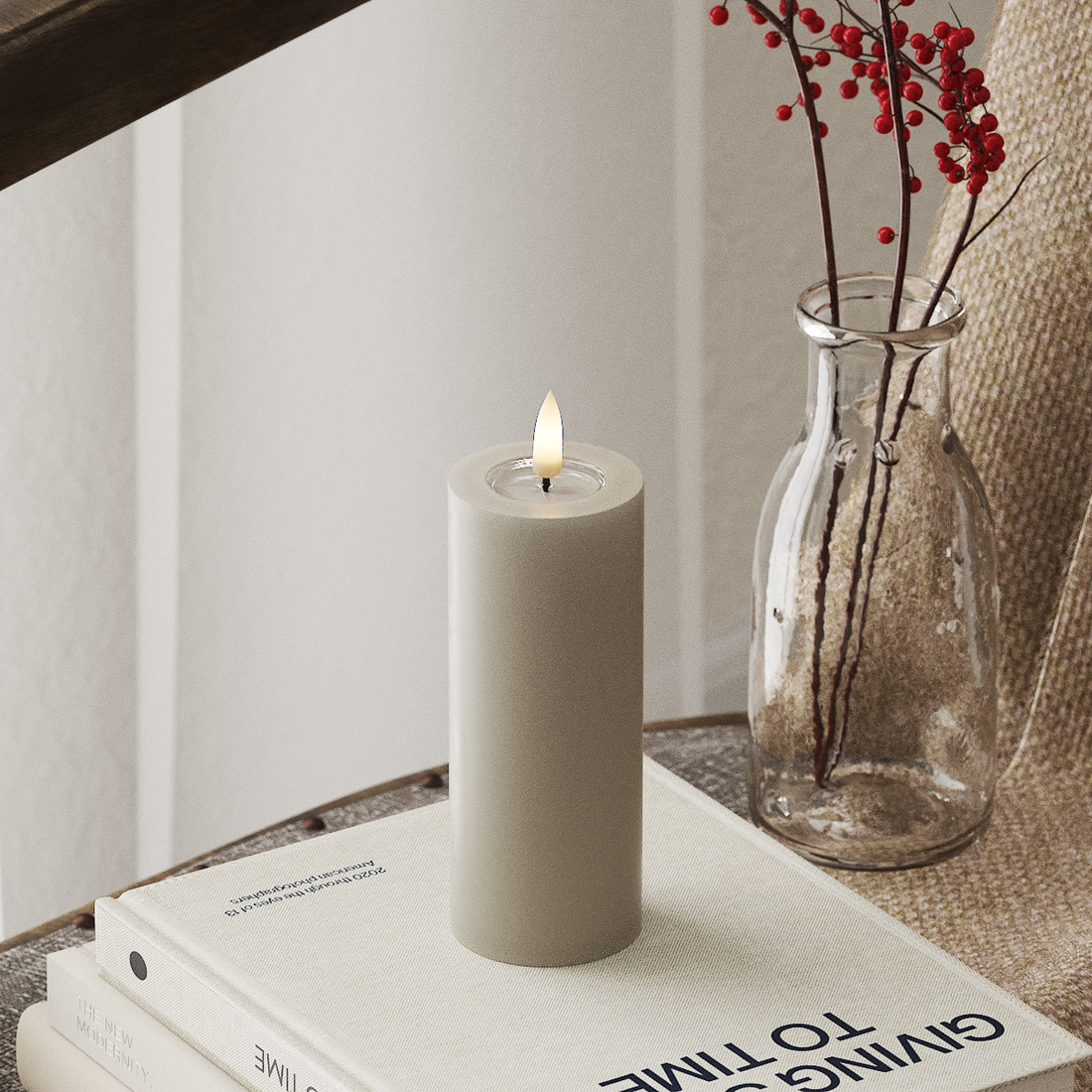 Deluxe Homeart LED Blockljus Ø 5 x 12,5 cm Sand LED Blockljus 4