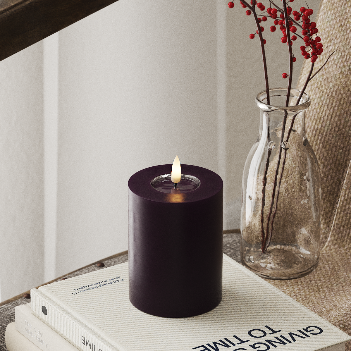 Deluxe Homeart LED блок лампа Ø 7,5 x 10 см Тъмнолилаво LED блокова светлина 4