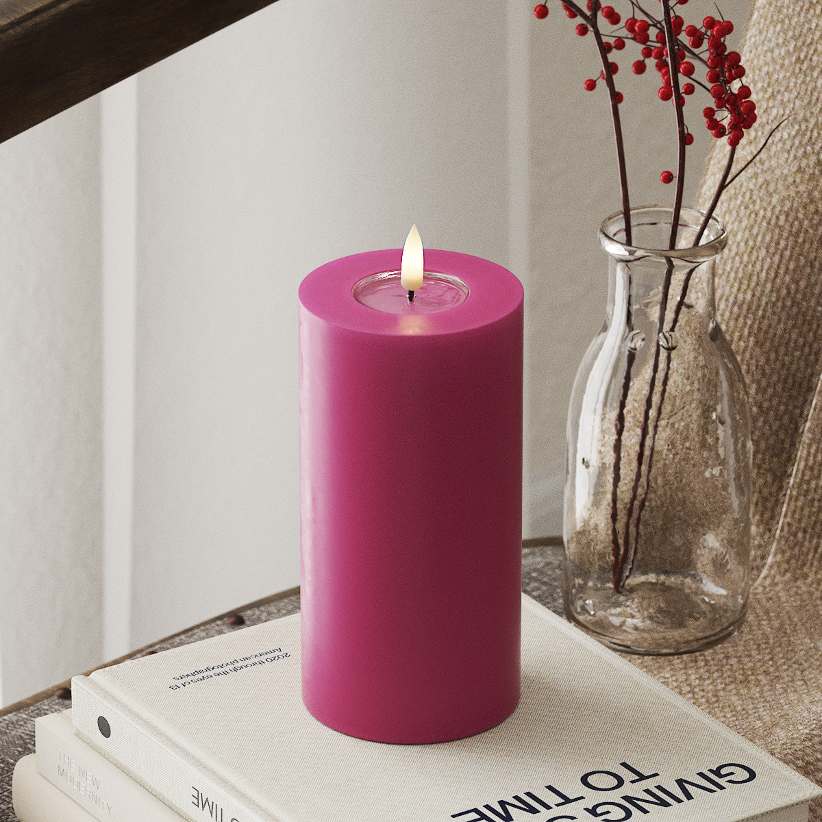 Deluxe Homeart LED блок лампа Ø 7,5 x 15 см Магента LED блокова светлина 4