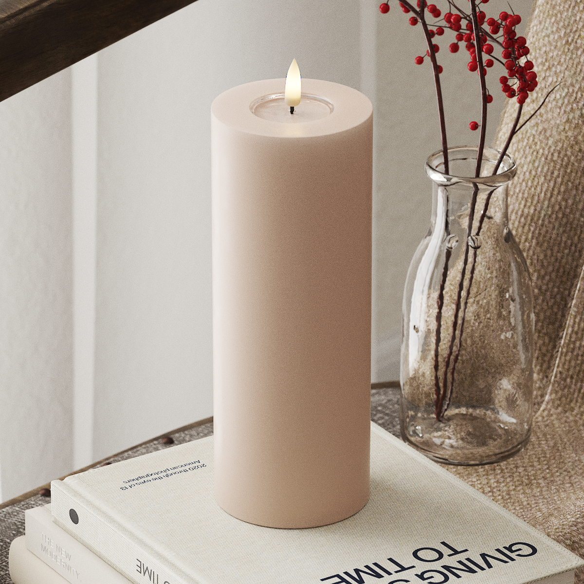 Deluxe Homeart LED Blokklys Ø 7,5 x 20 cm Rose LED blokklys 4