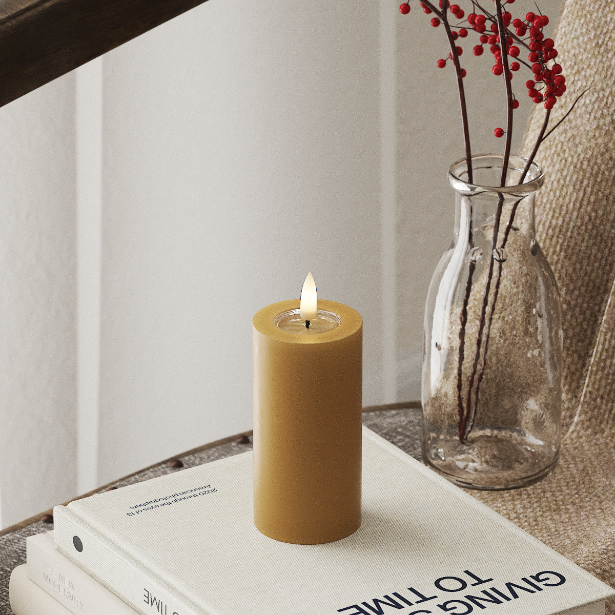 Deluxe Homeart LED блок лампа Ø 5 x 10 см Горчично LED блокова светлина 4