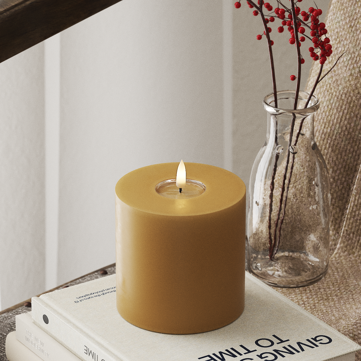 Deluxe Homeart LED блок лампа Ø 10 x 10 см Горчично LED блокова светлина 4