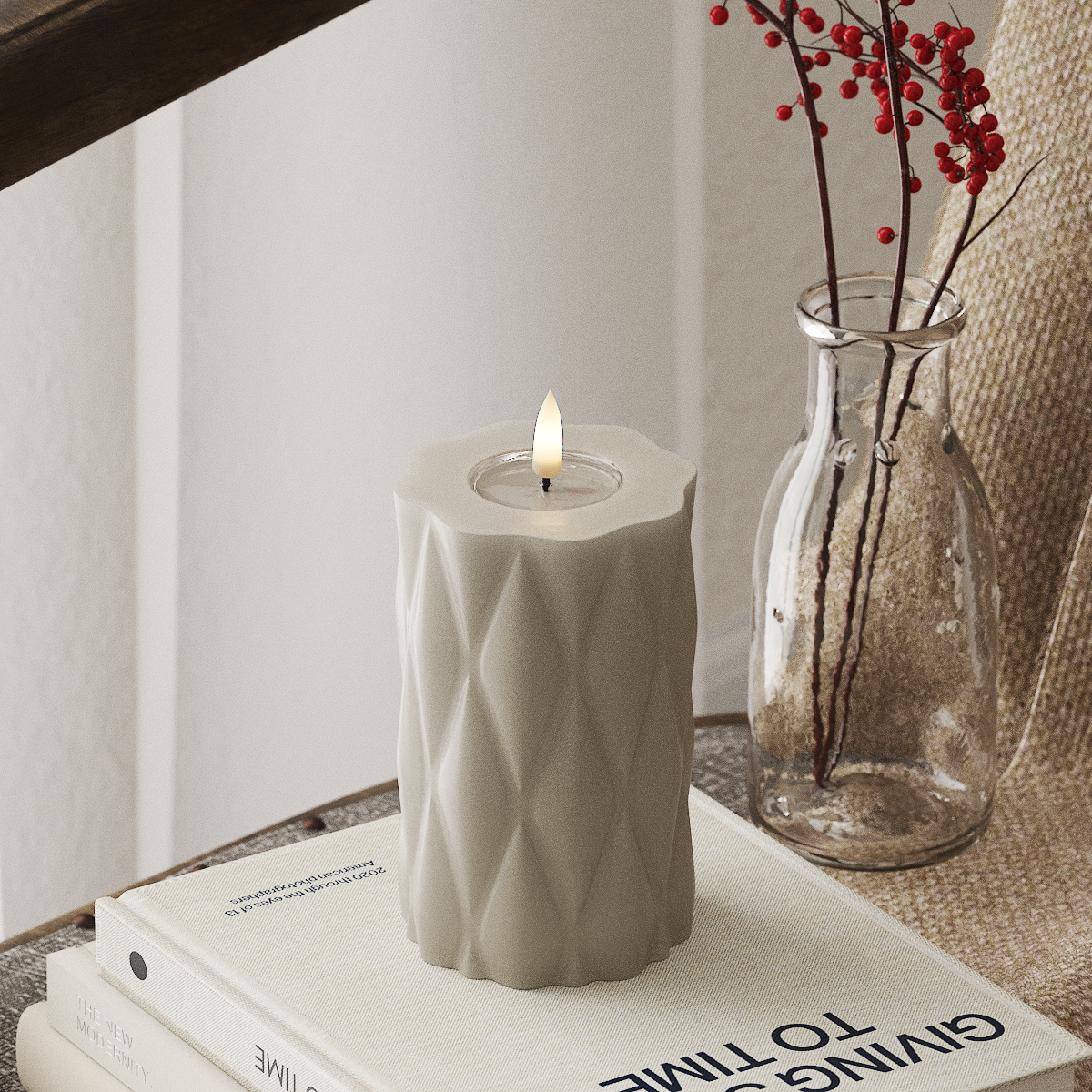 Deluxe Homeart Harlequin LED Blokklys Ø 7,5 x 12,5 cm Sand LED Harlequin 4