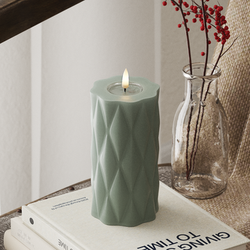 Deluxe Homeart Harlequin LEDs Vela pilar Ø 7,5 x 15 cm Verde sálvia LEDs Harlequin 4