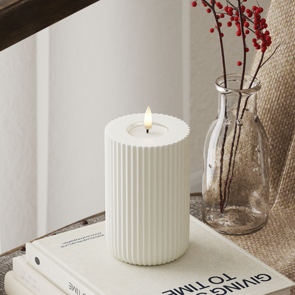 Deluxe Homeart Solid Stripe Светодиодна блокова лампа Ø 8 X 12,5 Cm Бяло LED форма 4