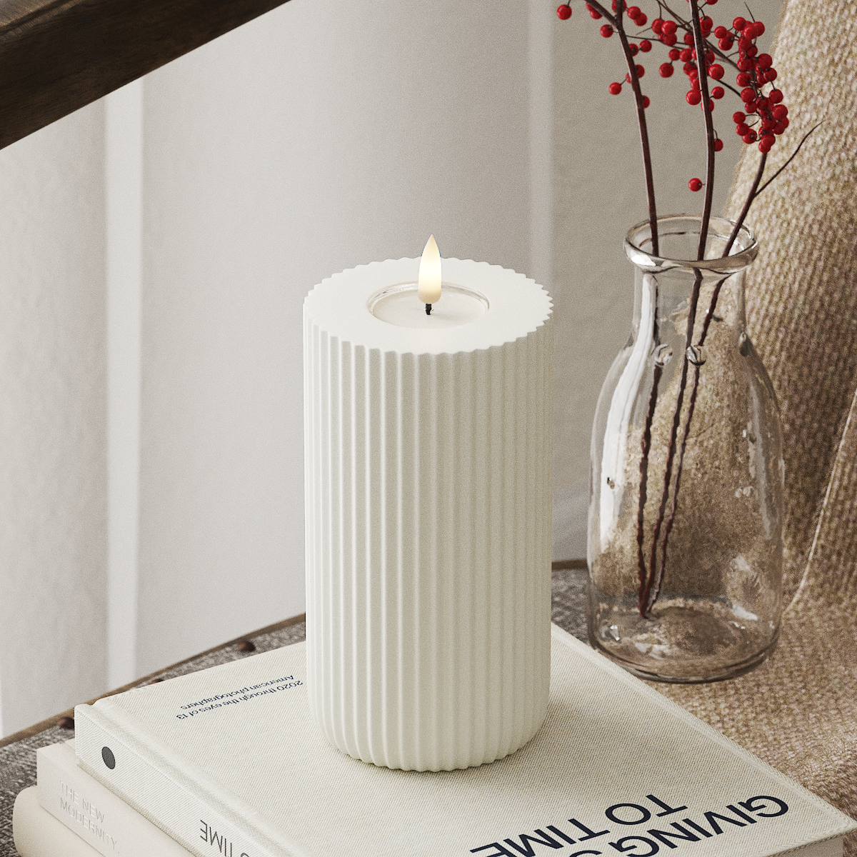 Deluxe Homeart Solid Stripe Светодиодна блокова лампа Ø 8 X 15 Cm Бяло LED форма 4