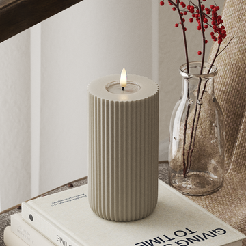 Deluxe Homeart Solid Stripe Светодиодна блокова лампа Ø 8 X 15 Cm Пясъчно LED форма 4