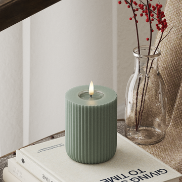 Deluxe Homeart Solid Stripe LED Блок лампа Ø 8 X 10 Cm Салвийно зелено LED форма 4