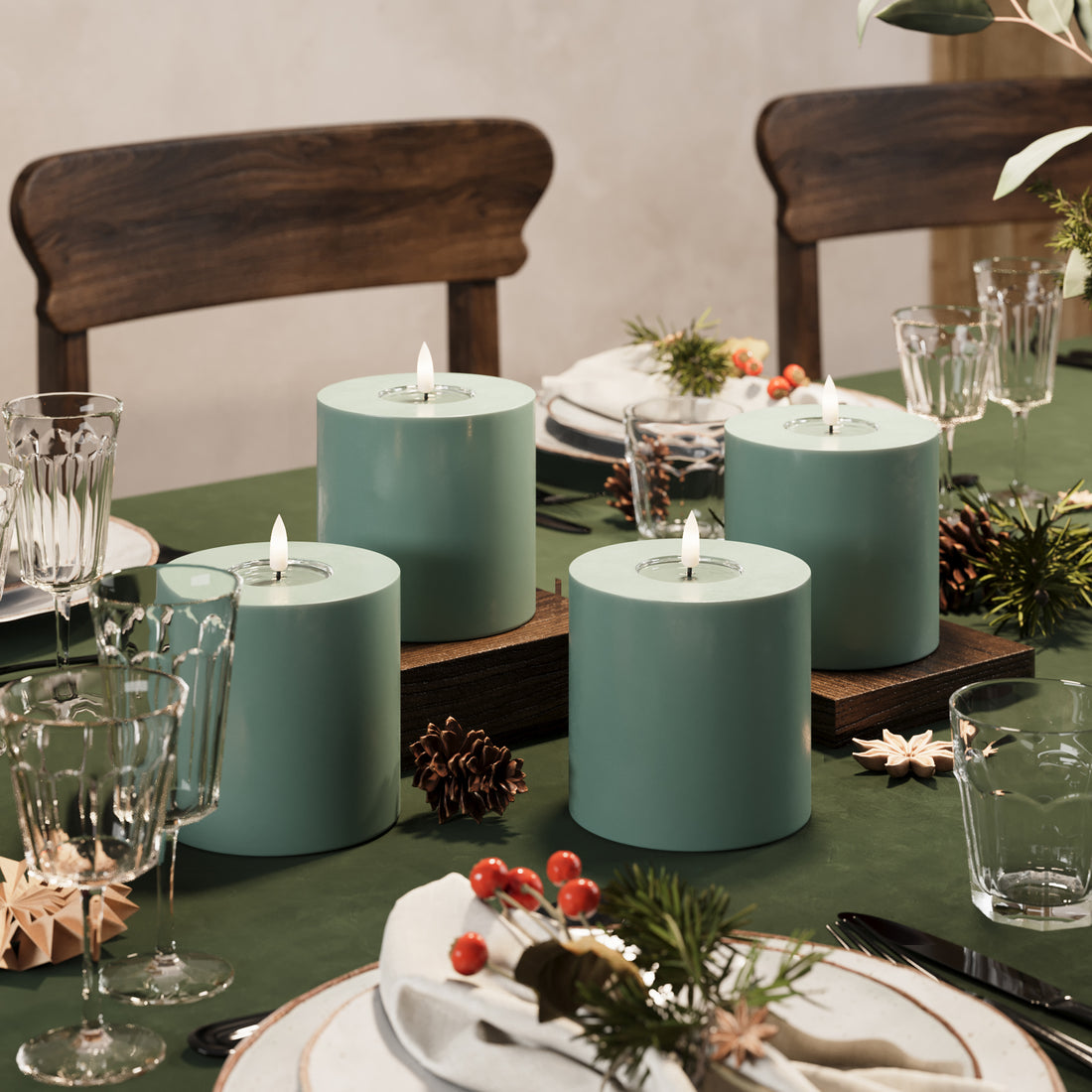 LED блокови светлини Ø 10 x 10 cm Нефритено зелено - 4 бр