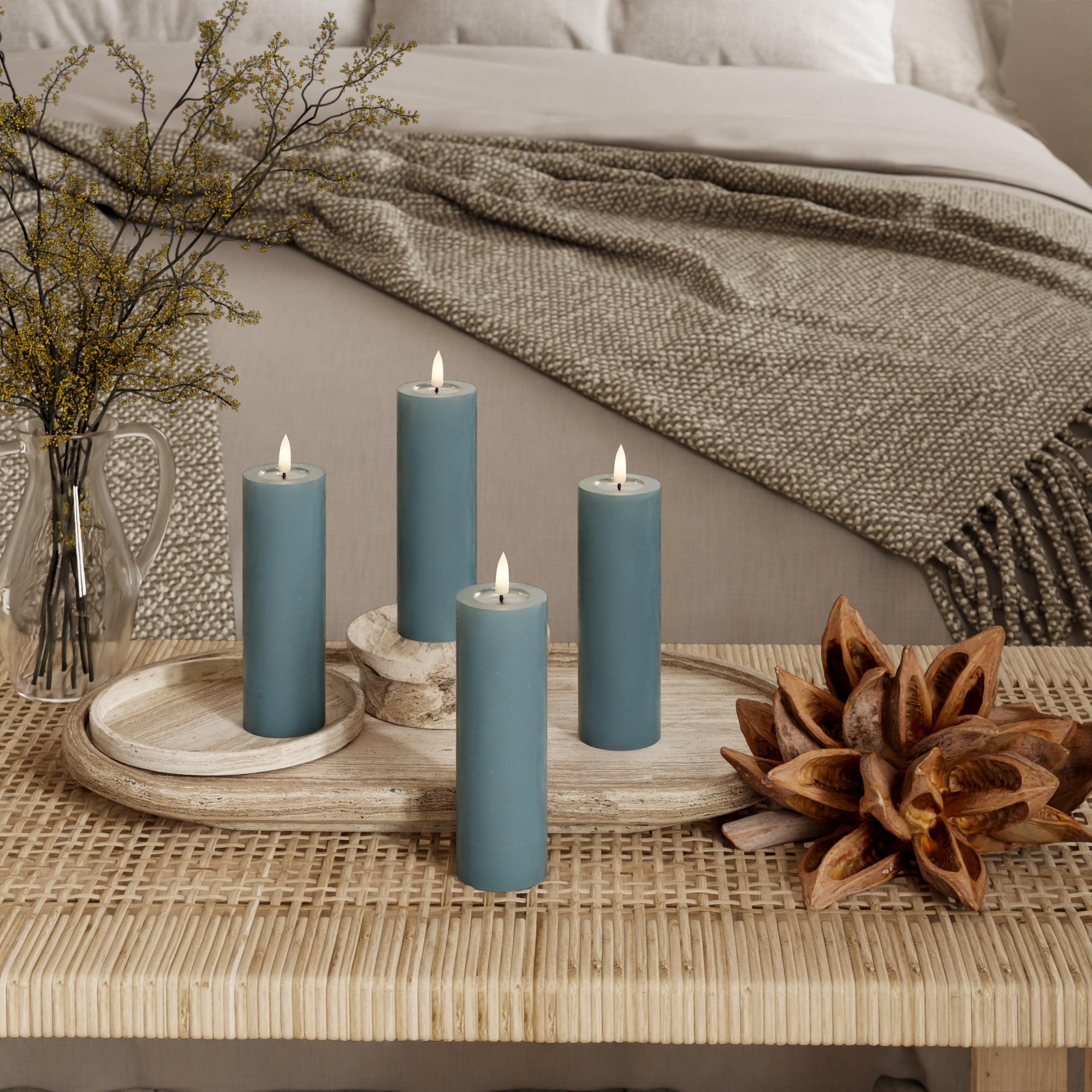 Φώτα μπλοκ LED Ø 5 x 15 cm Πράσινο του νεφρίτη + 4 τεμ.