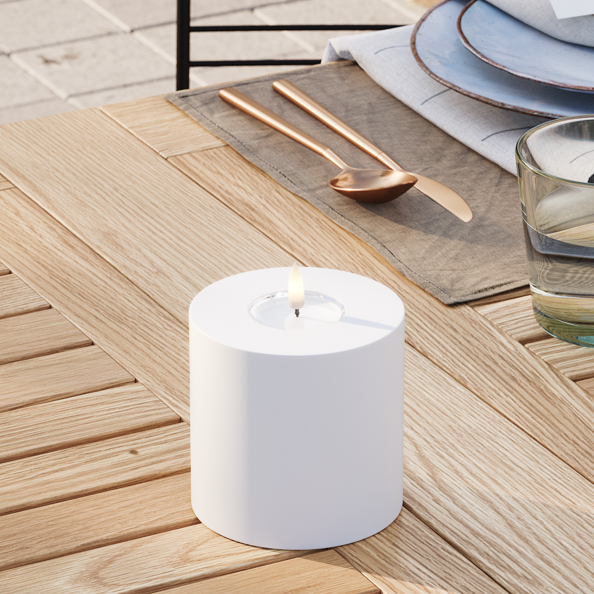 Deluxe Homeart Φωτιστικό μπλοκ LED εξωτερικού χώρου Ø 10 x 10 cm Λευκό Φως μπλοκ εξωτερικού φωτός LED 3