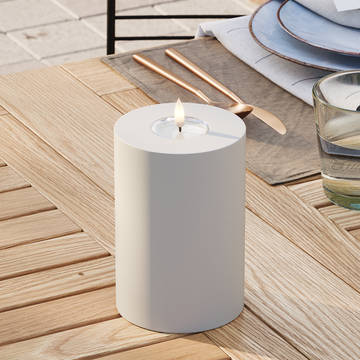 Deluxe Homeart Φωτιστικό μπλοκ LED εξωτερικού χώρου Ø 10 x 15 cm Άμμος Φως μπλοκ εξωτερικού φωτός LED 3