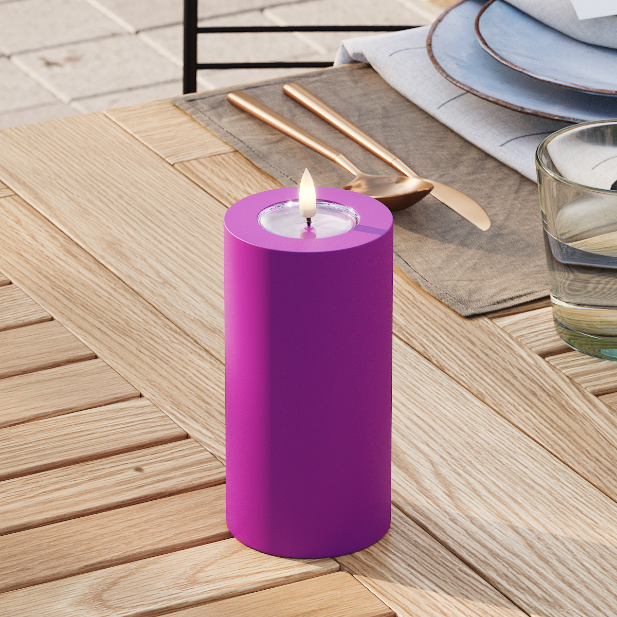 Deluxe Homeart Φωτιστικό μπλοκ LED εξωτερικού χώρου Ø 7,5 x 15 cm Βιολετί Φως μπλοκ εξωτερικού φωτός LED 3