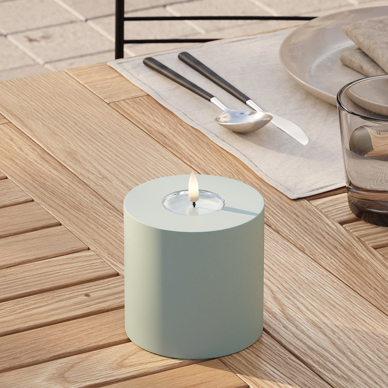 Deluxe Homeart Udendørs LED Bloklys Ø 10 x 10 cm Salvie grøn LED udendørslys bloklys 2