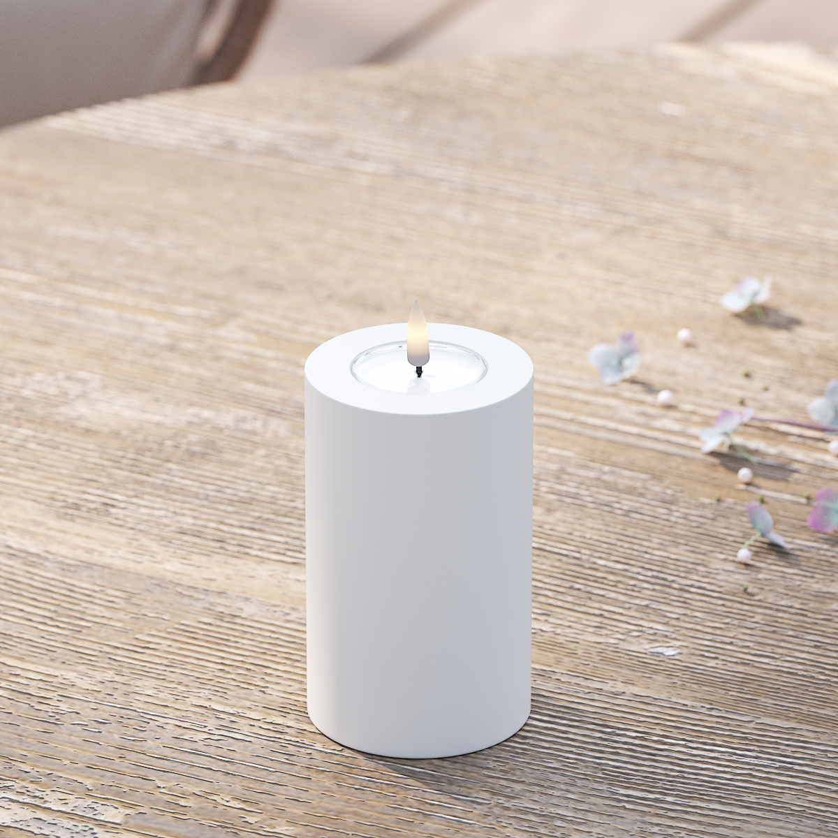 Deluxe Homeart Utendørs LED Blokklys Ø 7,5 x 12,5 cm Hvit LED utendørs lysblokklys 2