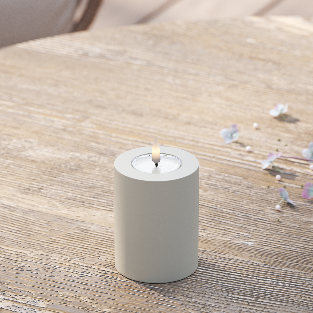 Deluxe Homeart Udendørs LED Bloklys Ø 7,5 x 10 cm Sand LED udendørslys bloklys 2