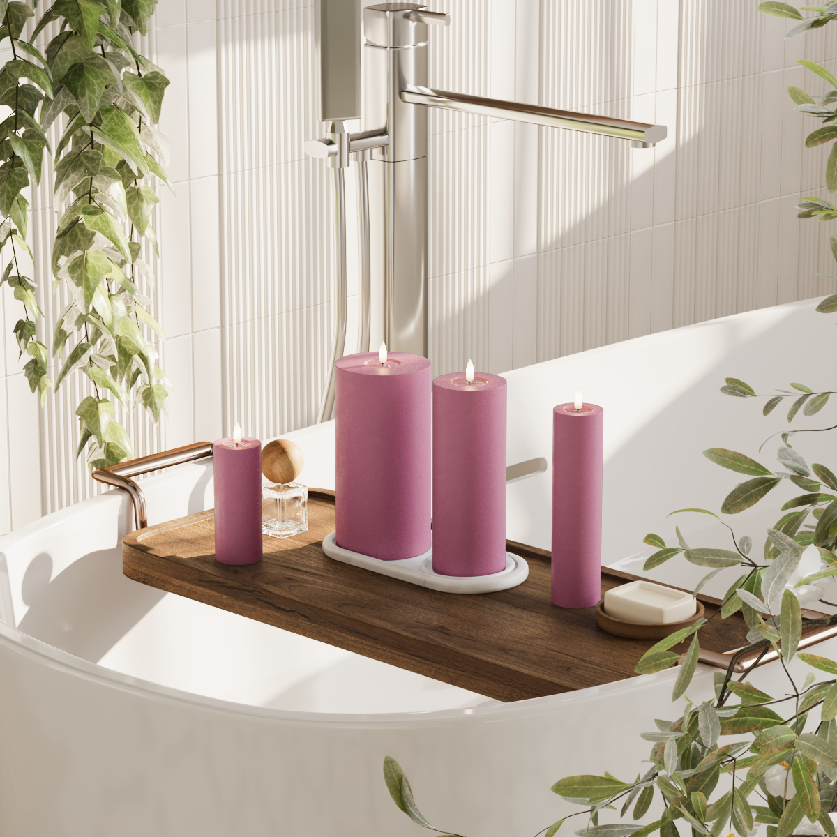 Deluxe Homeart LEDs Vela pilar pacote - Magenta - 5 x 12,5 + 20 | 7,5x20 | Pacote 10 x 20 cm 2