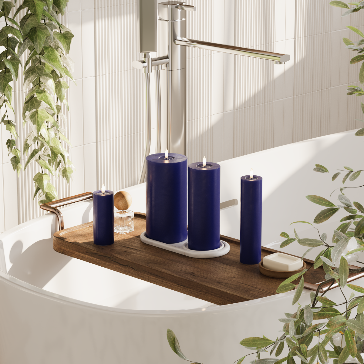 Deluxe Homeart LEDs Vela pilar pacote - Azul real - 5 x 12,5 + 20 | 7,5x20 | Pacote 10 x 20 cm 2