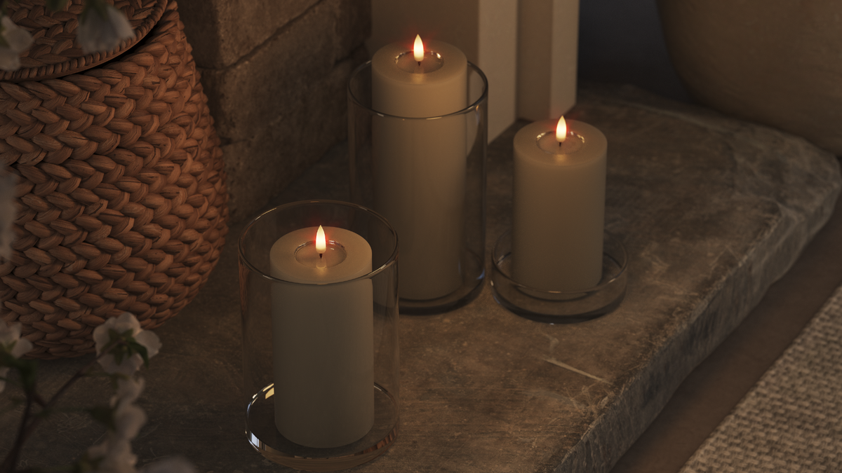 LED Blokker lys med naturtro LED flamme