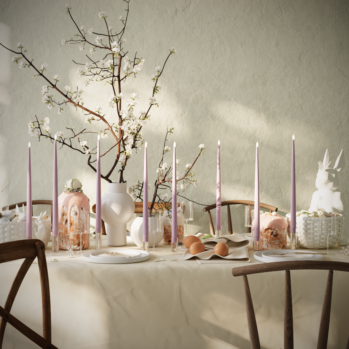 Deluxe Homeart Пакет LED свещи - Светлолилаво - 8 бр свещи 38см пакет 1