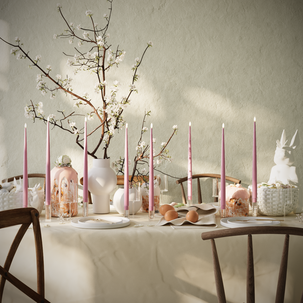 Deluxe Homeart LED Stearinlys pakke - Magenta - 8 stk 38 cm lys pakke 1