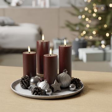 Deluxe Homeart Бургундско блок светлинен пакет 4 x ø 5 x 12,5 1