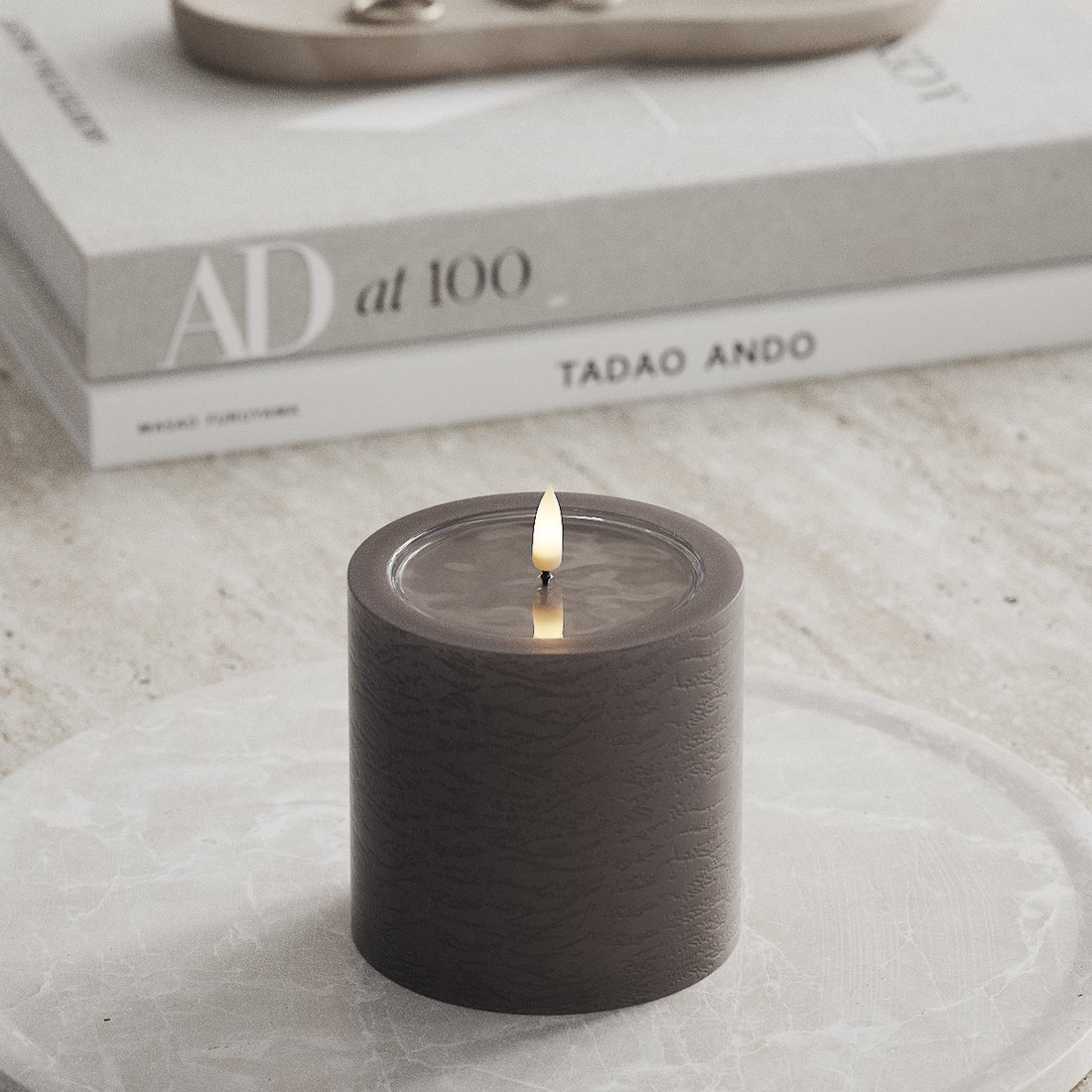 Deluxe Homeart Unique LED Blockljus D 10 x 10 cm Mocca unique Blockljus 3