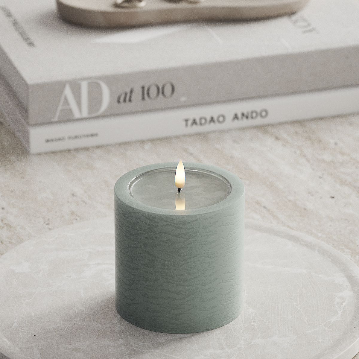 Deluxe Homeart Unique LED Blockljus D 10 x 10 cm Salviagrön unique Blockljus 1