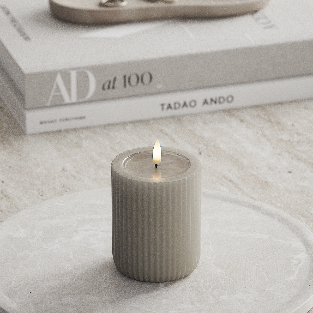 Deluxe Homeart Unique LEDs Vela canelada D 8 x 10 cm Areia unique Vela canelada 2