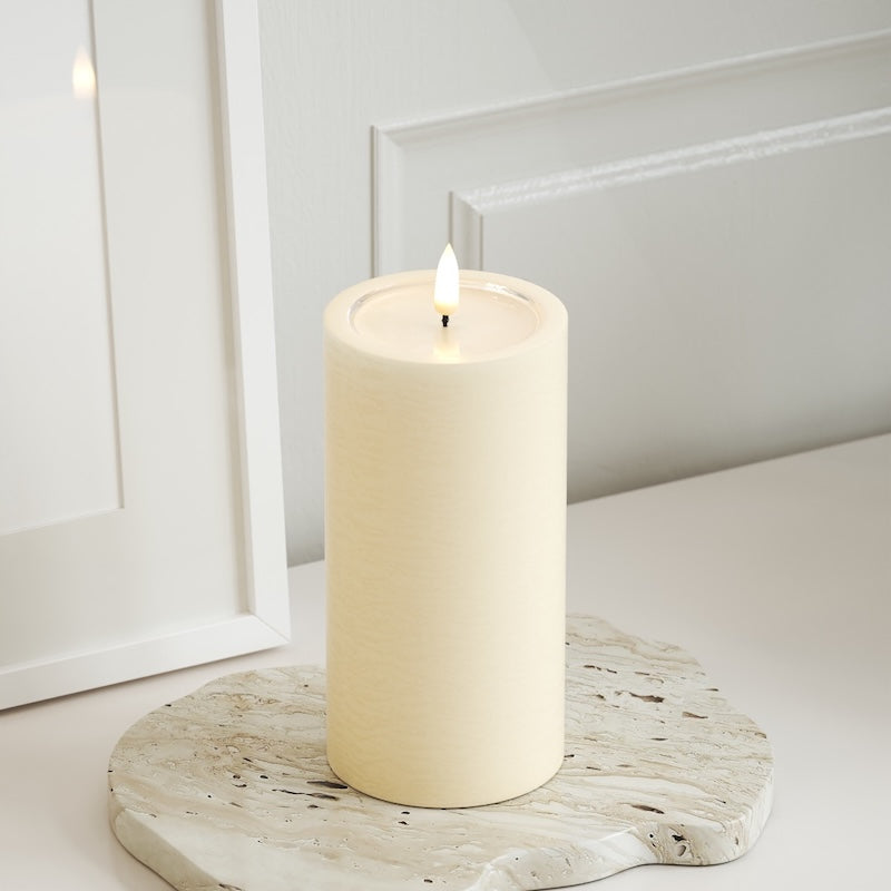 Unique Candles Unique Φωτιστικό μπλοκ LED D 7,5 x 15 cm Κρεμ